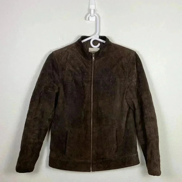 Ruff Hewn Jackets & Blazers - Ruff Hewn Women's Medium Quilted Leather Jacket Brown Fall Casual Mock Neck Coat